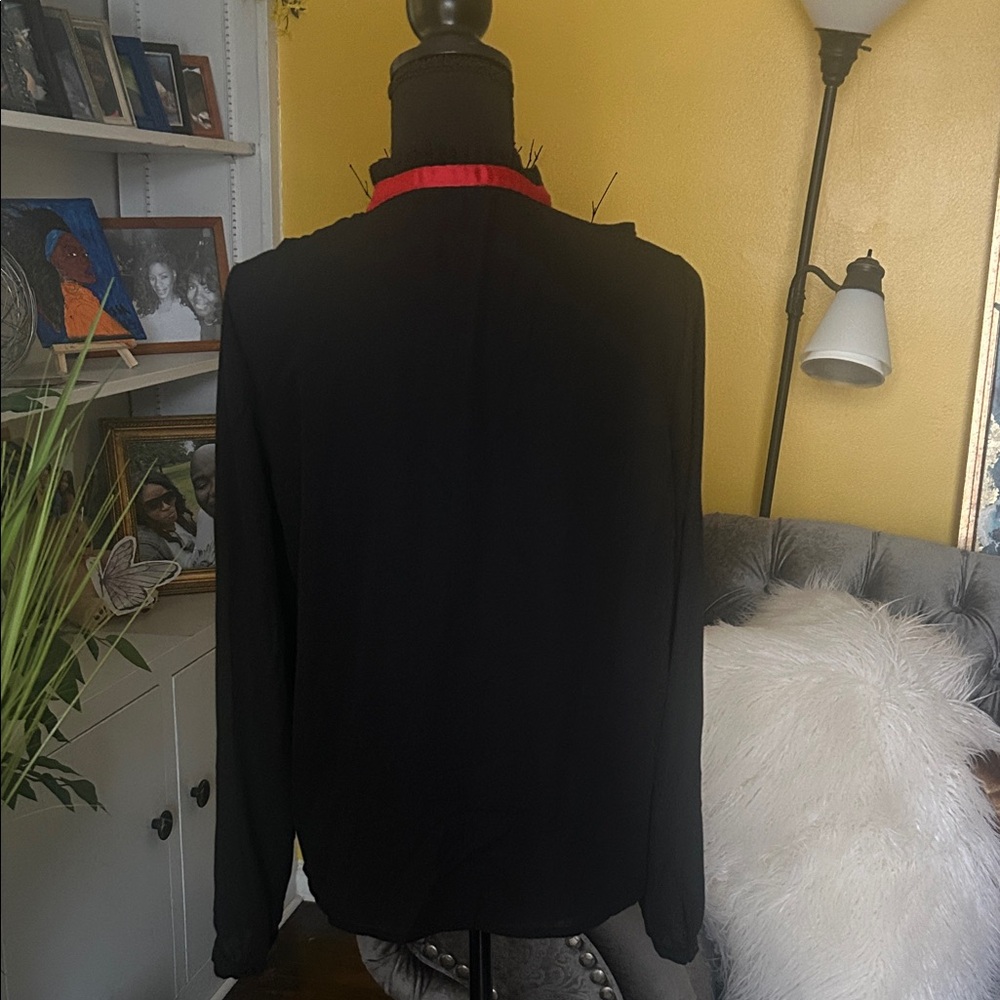Fashion Nova Black Blouse with Red Trim - Picture 2 of 8